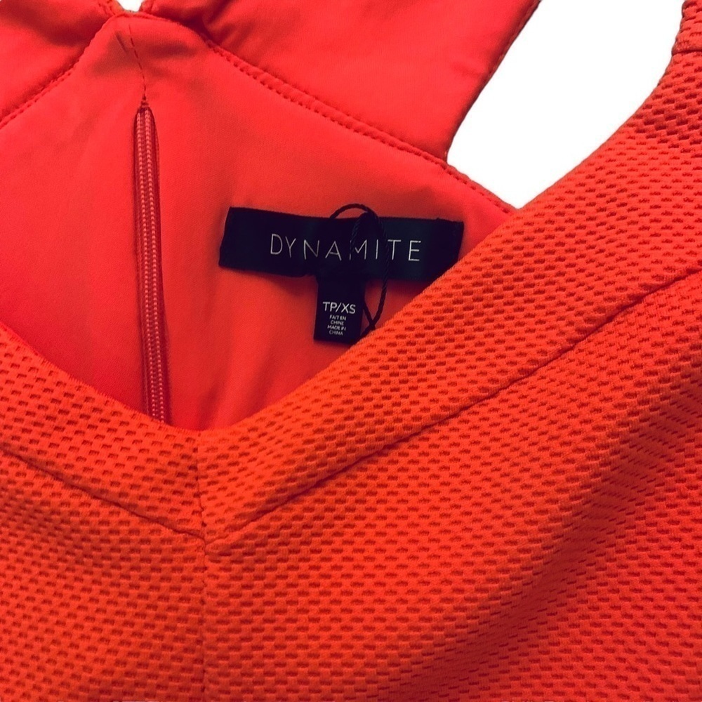 Dynamite hot orange red bodycon mini dress with criss cross back size XS​​​​​​ - Picture 5 of 8